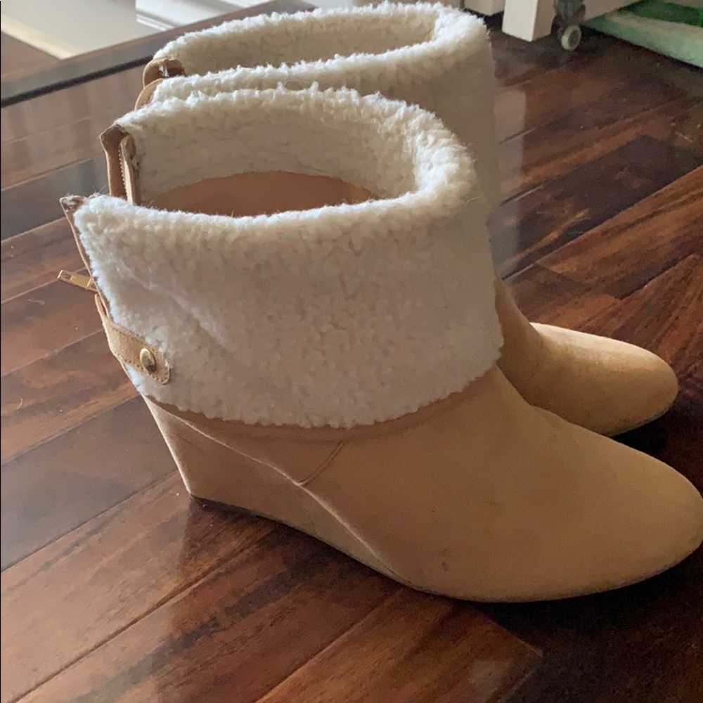 suede and sherpa booties